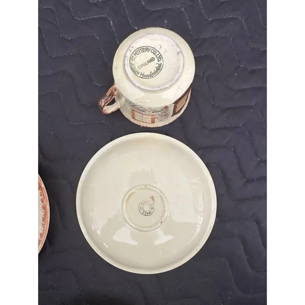 Vintage Keele Street Pottery Cottage Core Hand Painted Tea Cups Set Of 5 UK